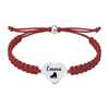 Maroon bracelet with adjustable rope and figure skater engraved charm