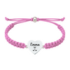 Light pink rope bracelet with plain stainless steel heart golf charm