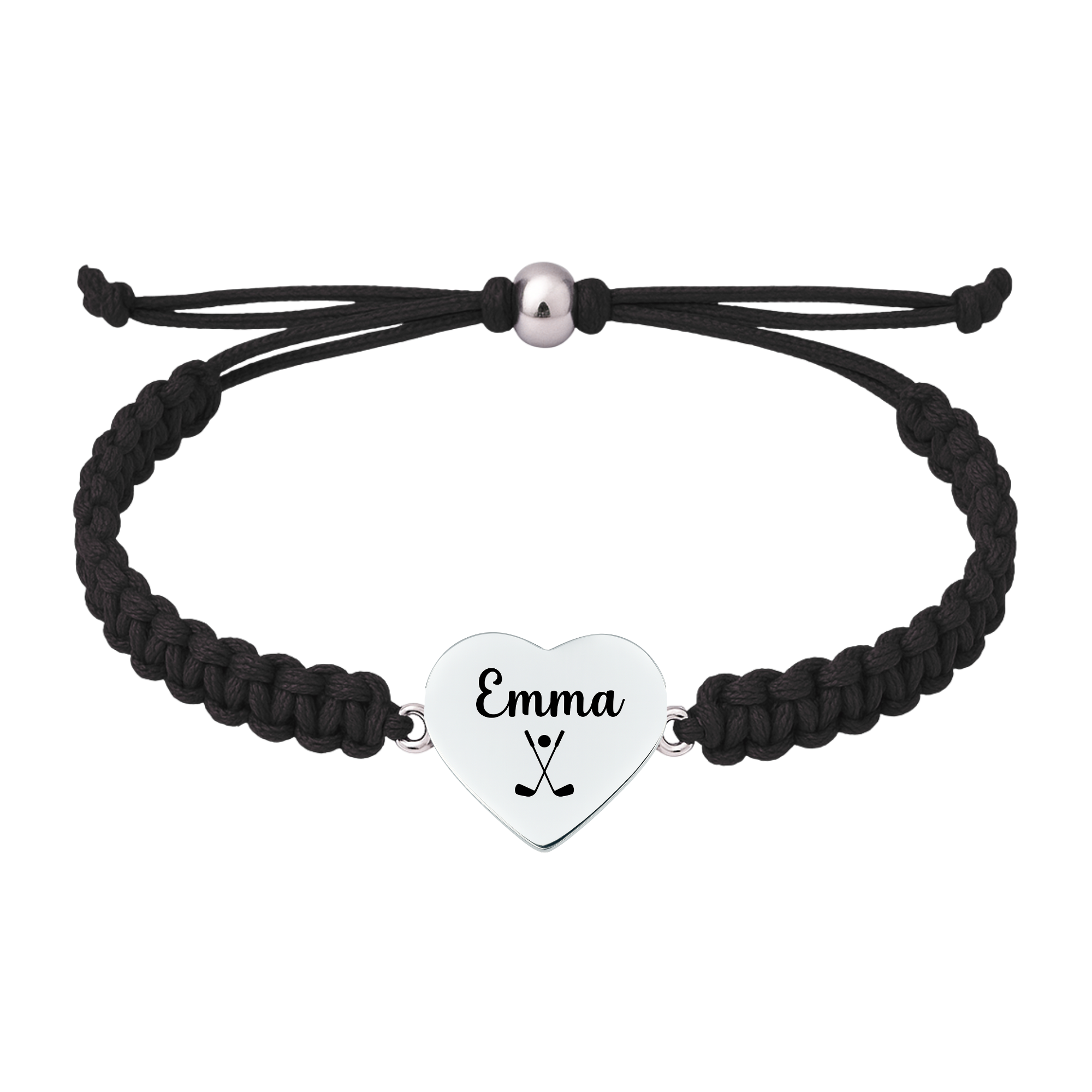 Personalized Engraved Golf Heart Rope Bracelet