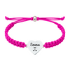 Hot pink rope golf bracelet with name engraved on heart charm