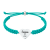 Turquoise teal blue rope golf bracelet with name engraved on golf heart charm