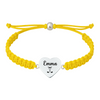 Yellow rope golf bracelet with engraved golf heart charm angled front