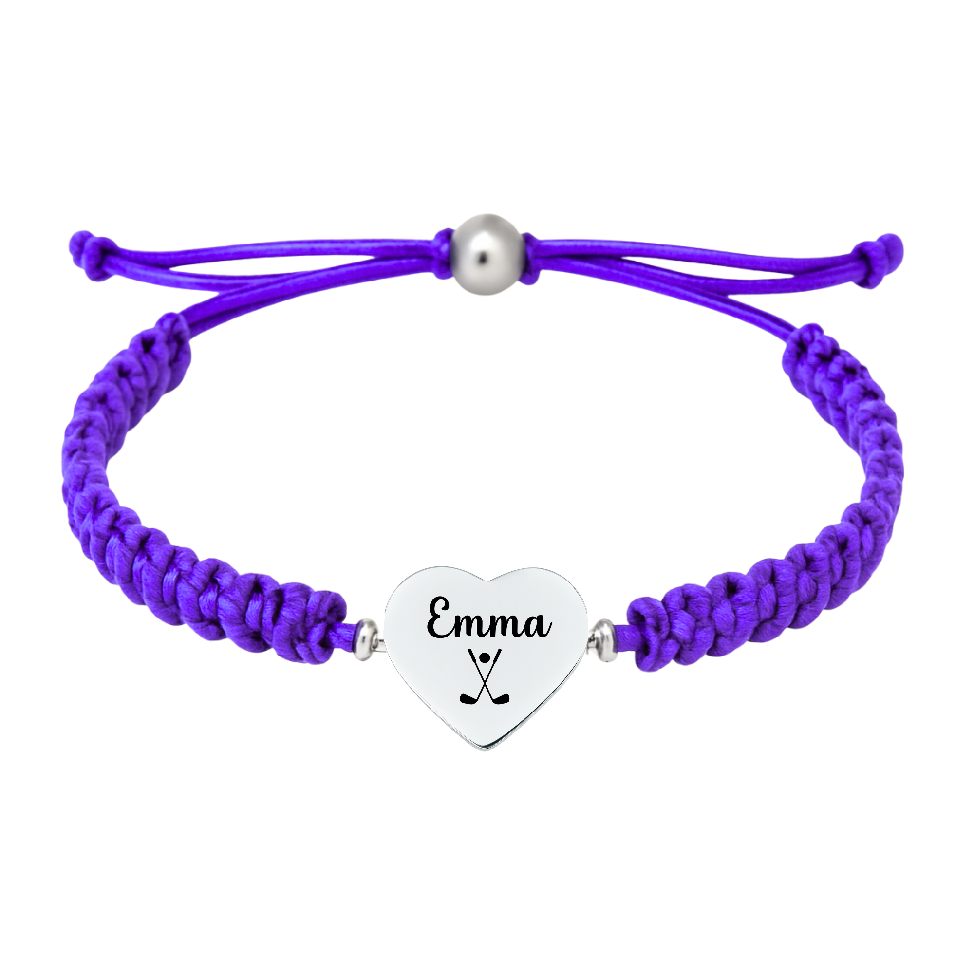 Personalized Engraved Golf Heart Rope Bracelet