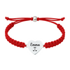 Red rope golf bracelet with plain stainless heart charm