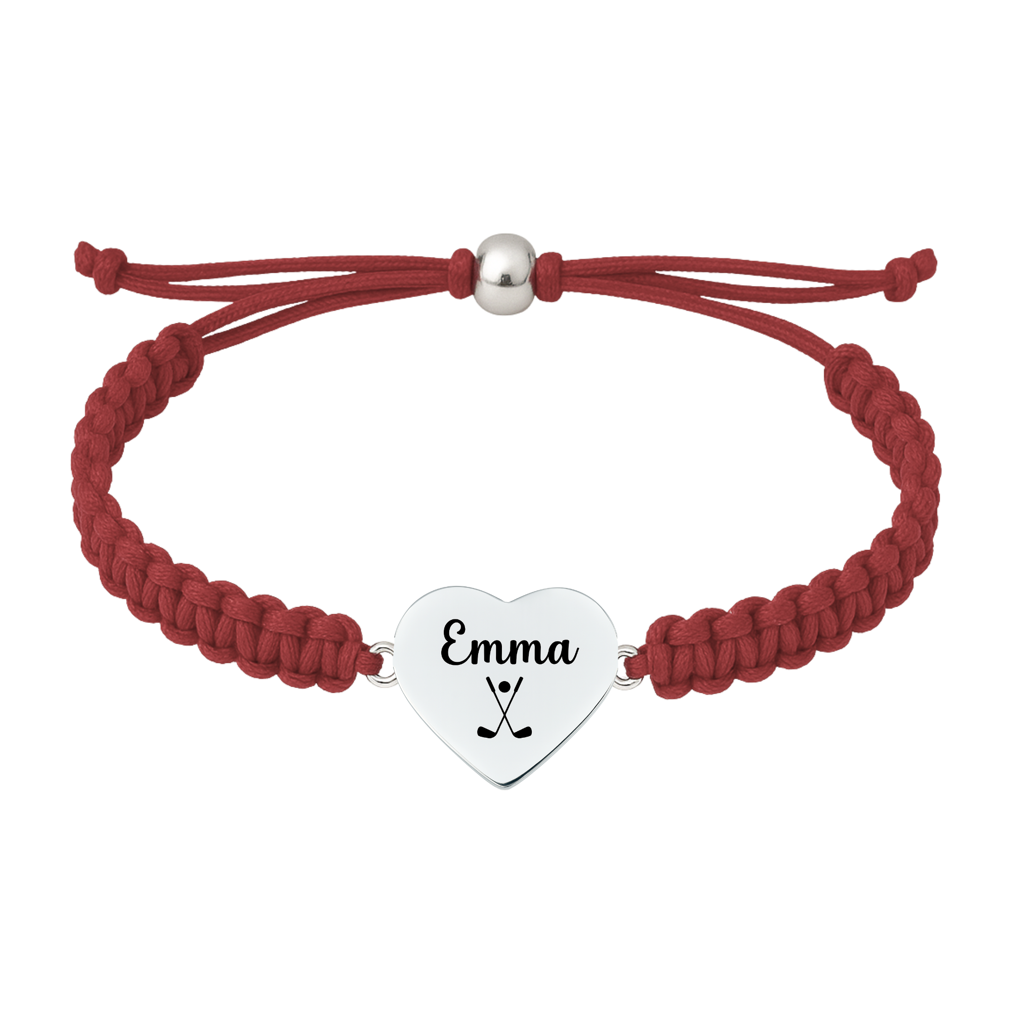Personalized Engraved Golf Heart Rope Bracelet