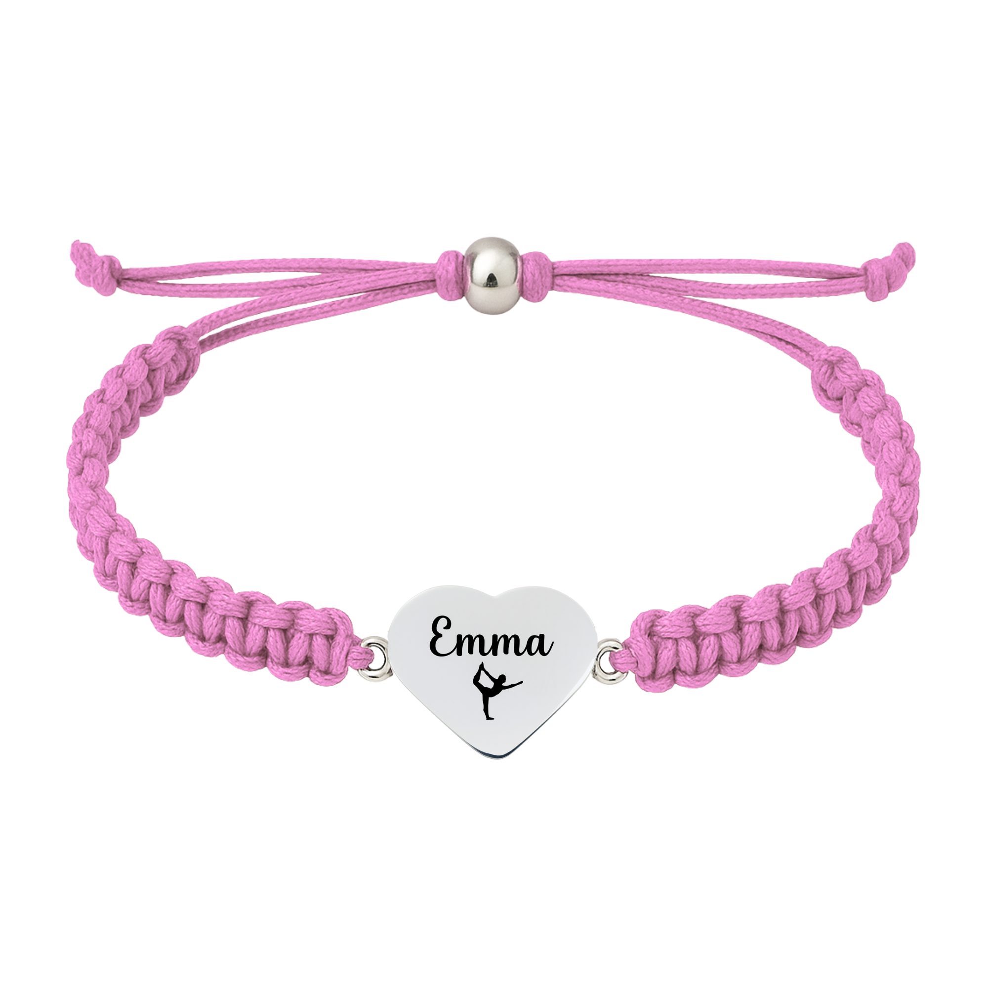 Light pink bracelet with stainless steel gymnast heart charm
