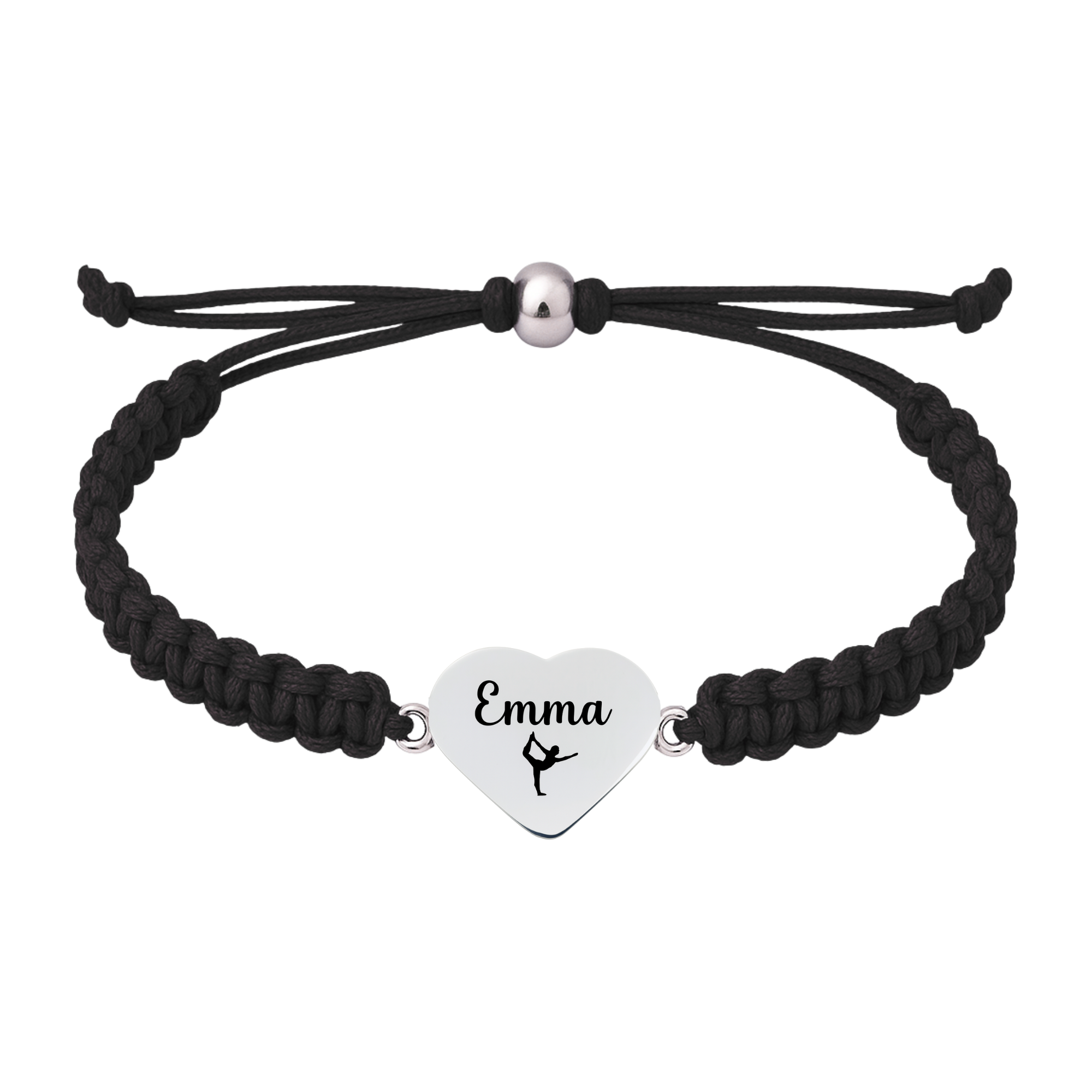 Personalized Engraved Gymnastics Heart Rope Bracelet