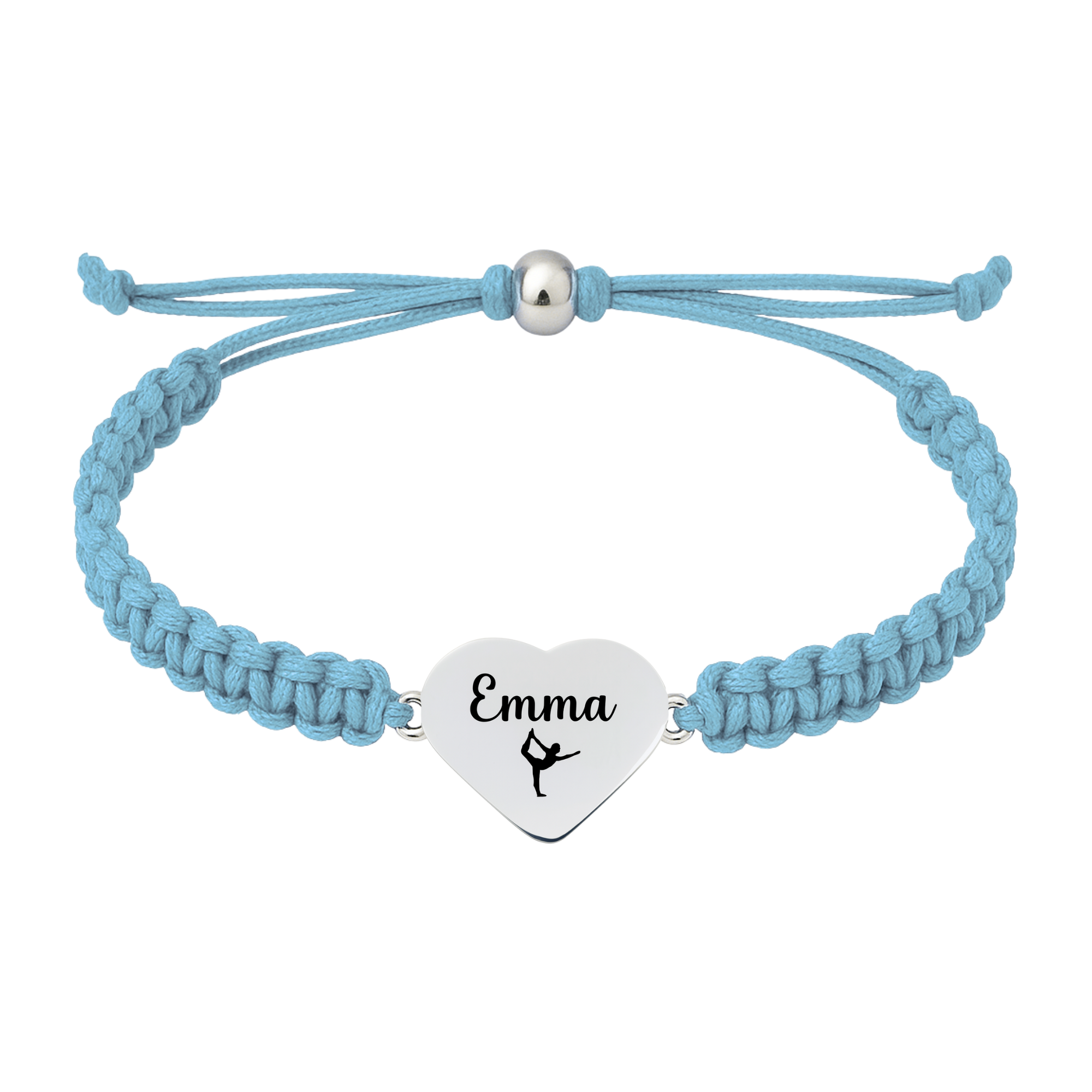 Personalized Engraved Gymnastics Heart Rope Bracelet