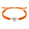 Orange bracelet with gymnast charm, braided and adjustable