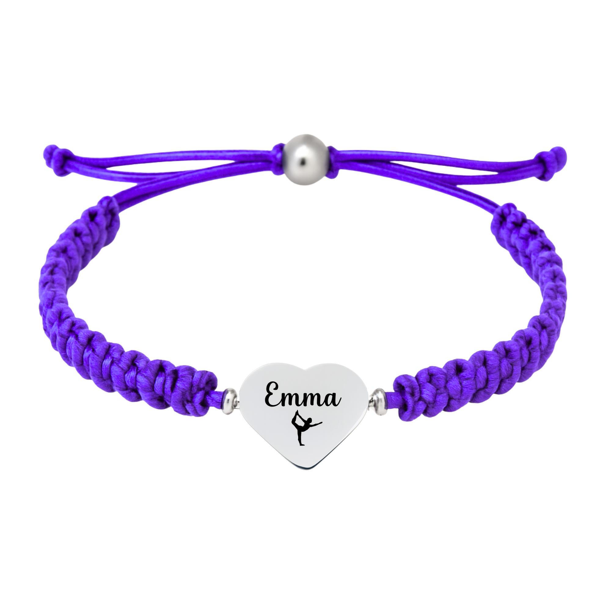 Personalized Engraved Gymnastics Heart Rope Bracelet