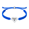 Royal blue bracelet with stainless gymnast heart charm, adjustable fit