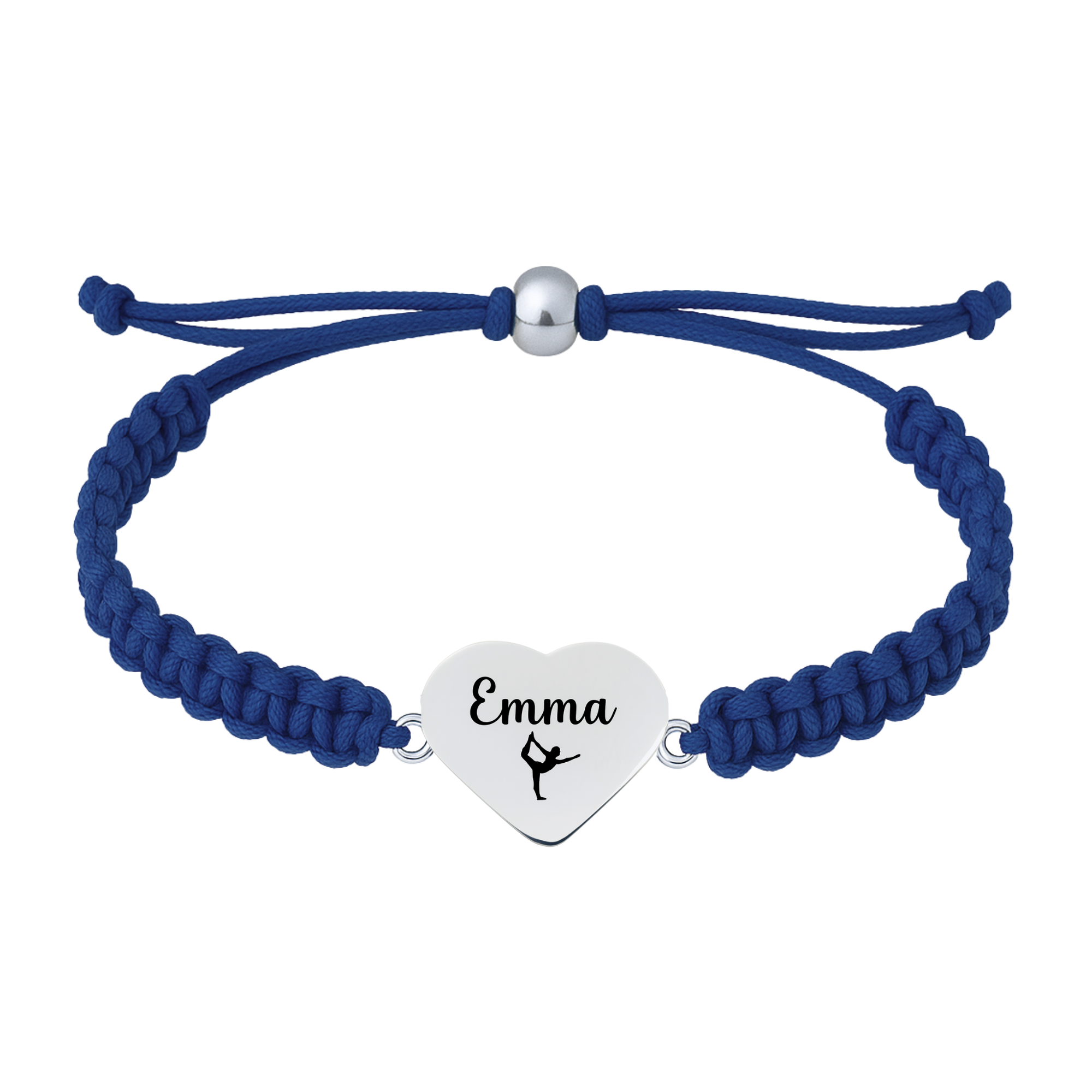 Personalized Engraved Gymnastics Heart Rope Bracelet