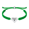 Green bracelet with gymnast heart charm in polished silver