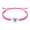 Light pink rope bracelet with horse heart charm engraved with name