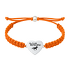 Orange rope bracelet with horse charm engraved text