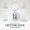 Personalized field hockey keychain in gift-ready packaging with engraved LOVE design