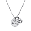 Field hockey charm necklace with stainless steel disc engraved with player name and number