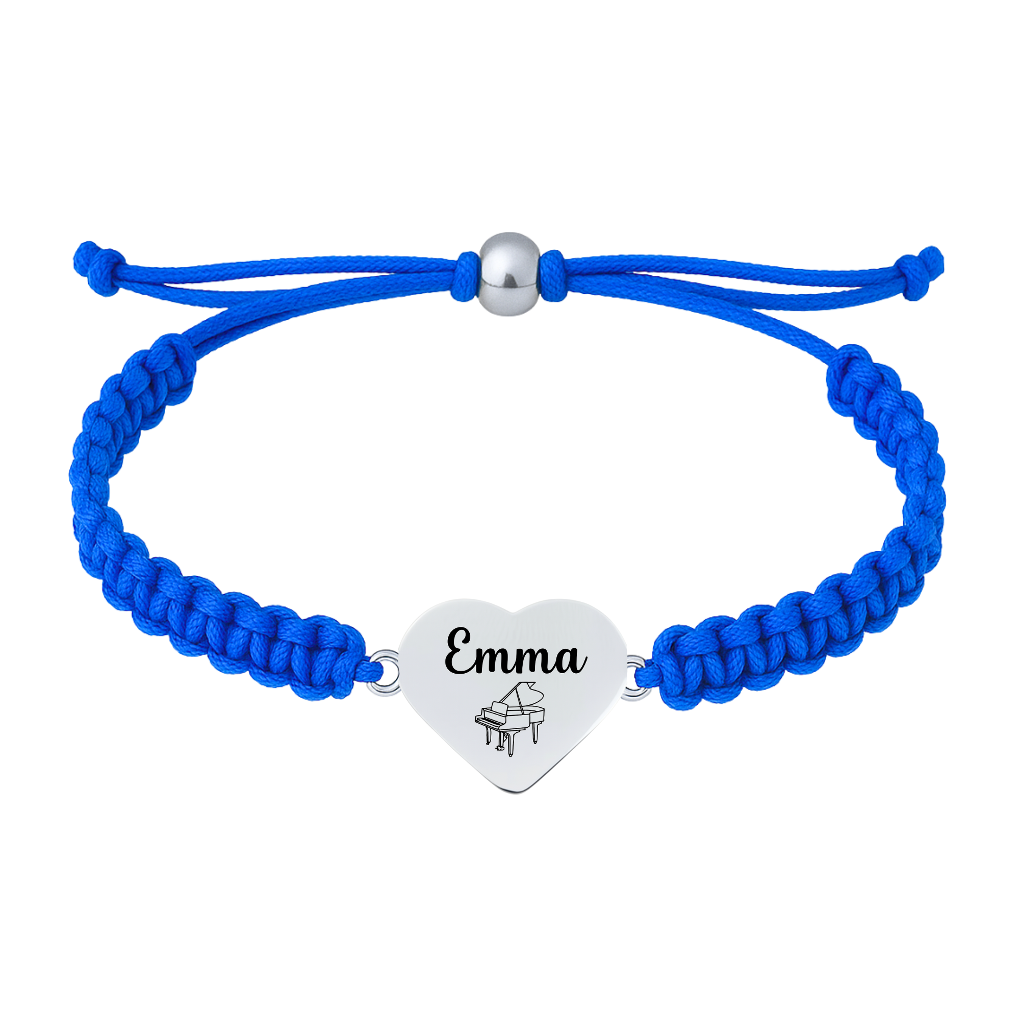 Personalized Engraved Piano Heart Rope Bracelet