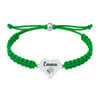 Green adjustable bracelet with piano charm engraved with the name 