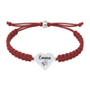 Maroon braided bracelet with piano heart charm for personalized gift