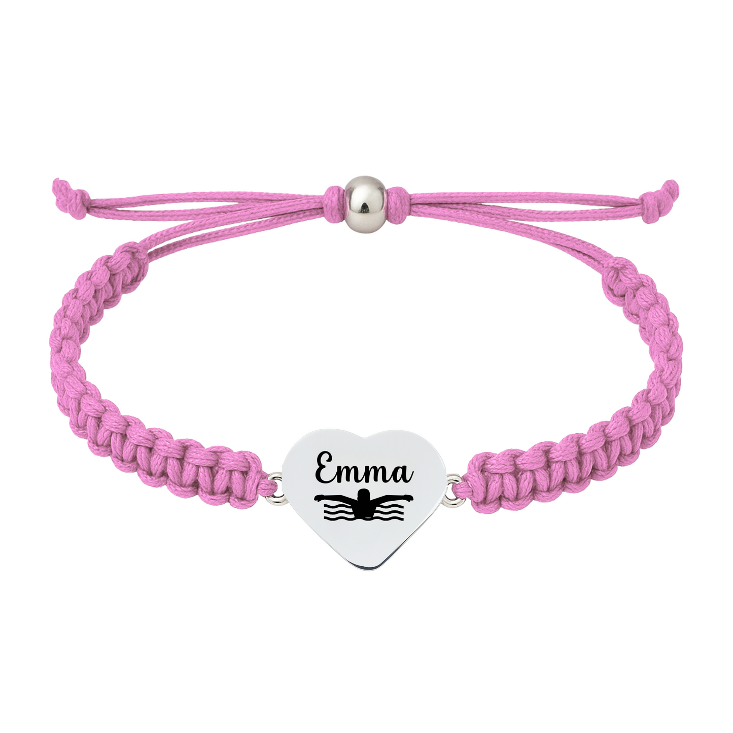 Light pink braided rope bracelet with swim charm