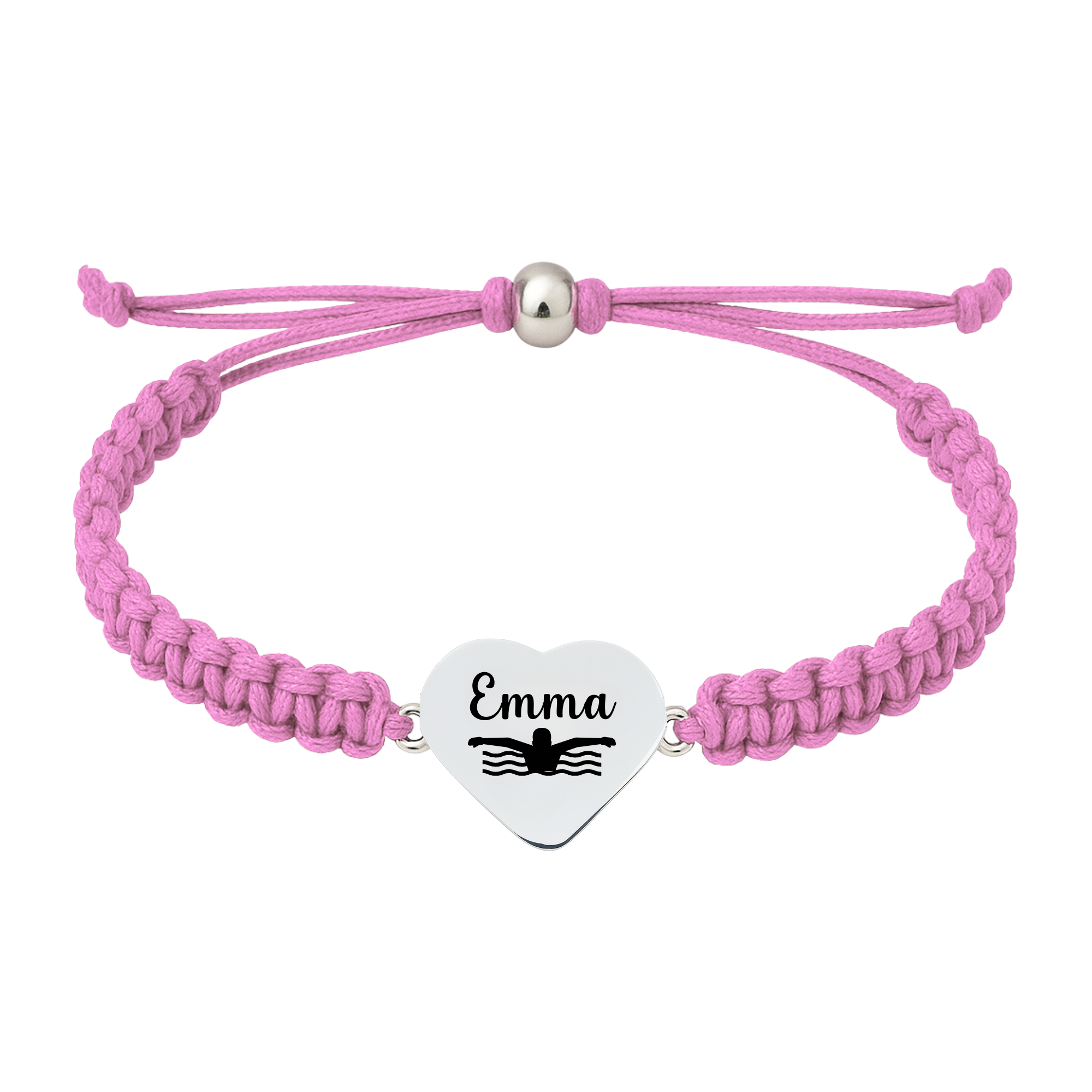 Light pink braided rope bracelet with swim charm