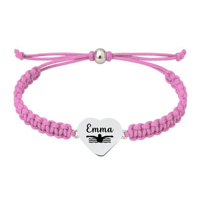 Light pink braided rope bracelet with swim charm