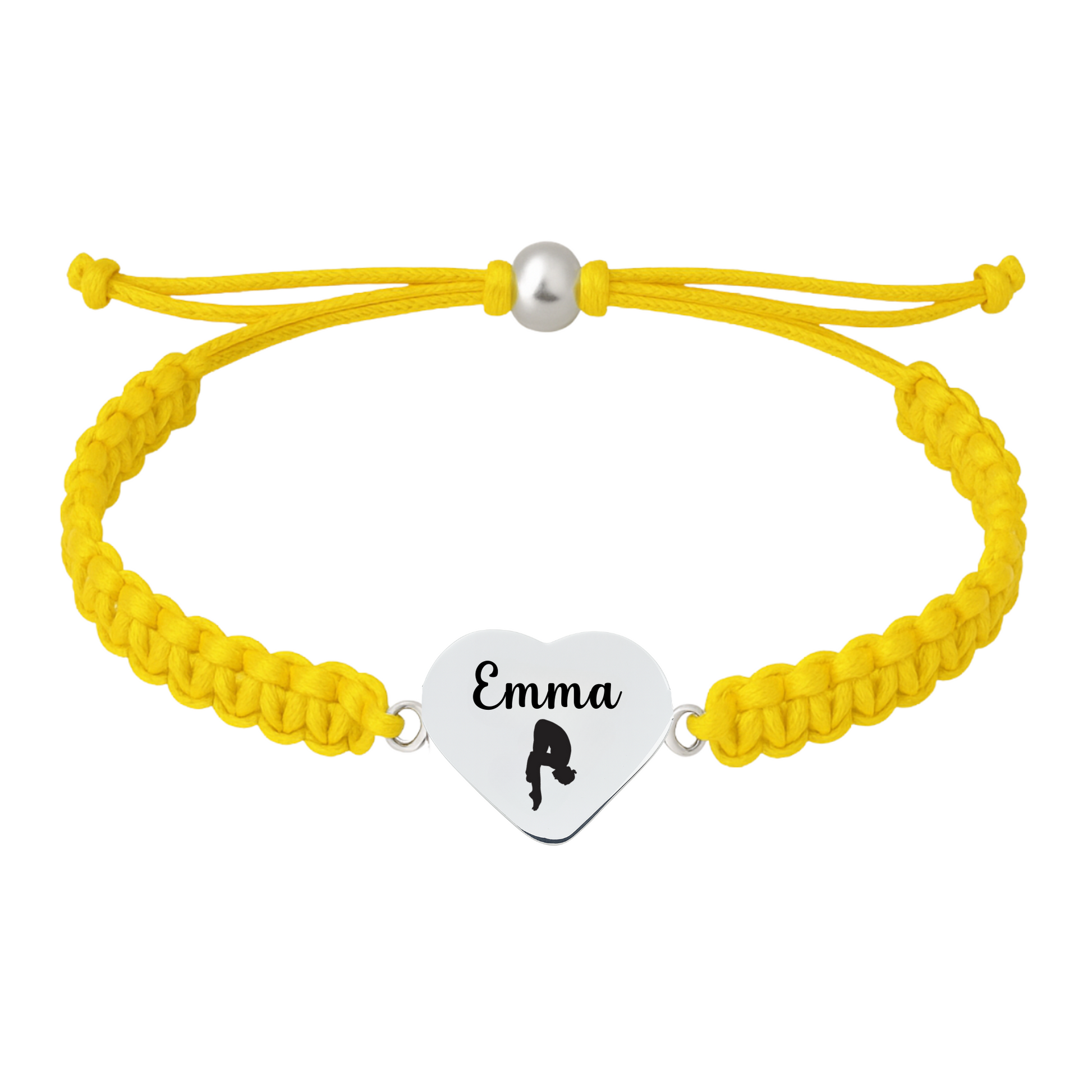 Yellow bracelet with swimmer heart charm