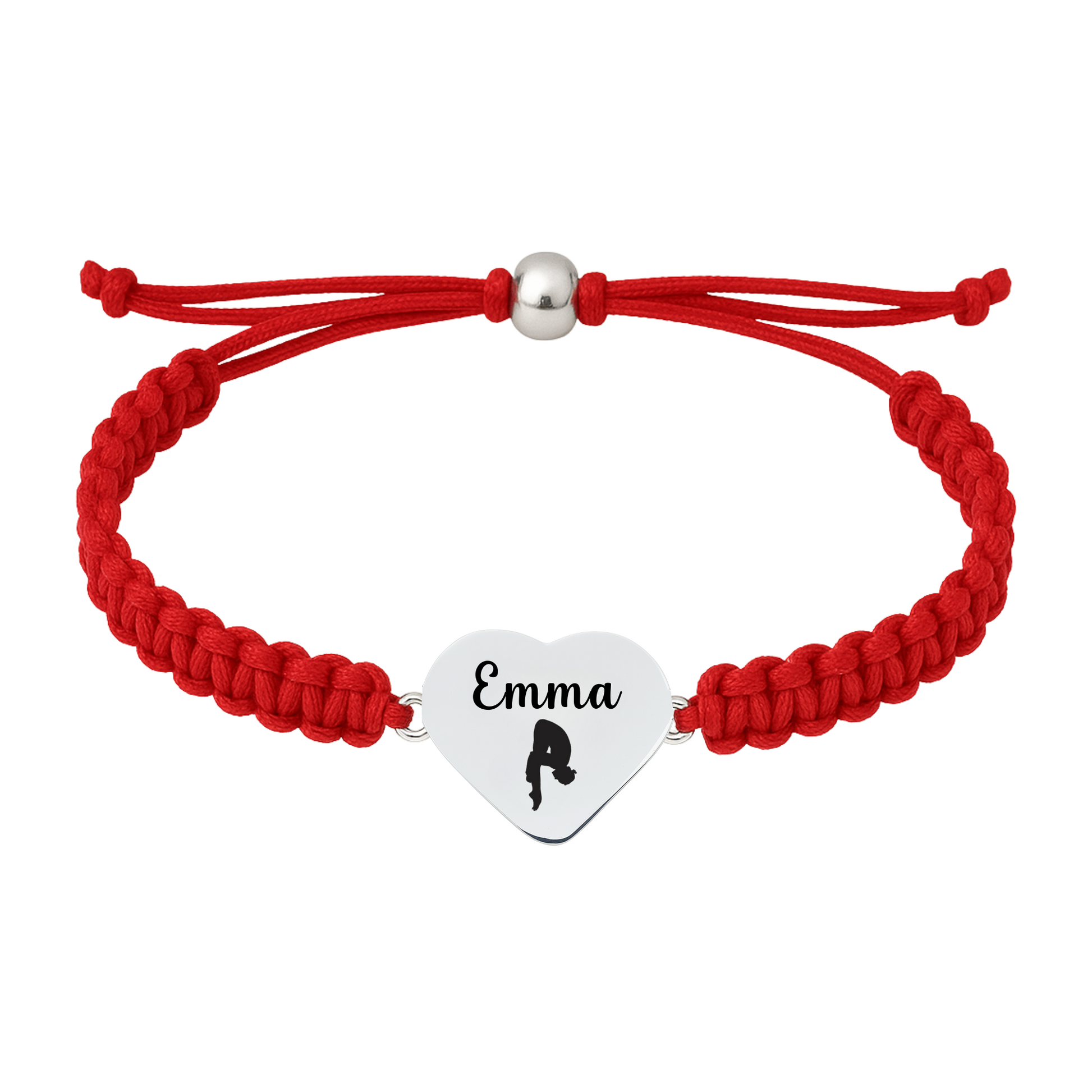 Red swim bracelet with heart-shaped swimmer charm