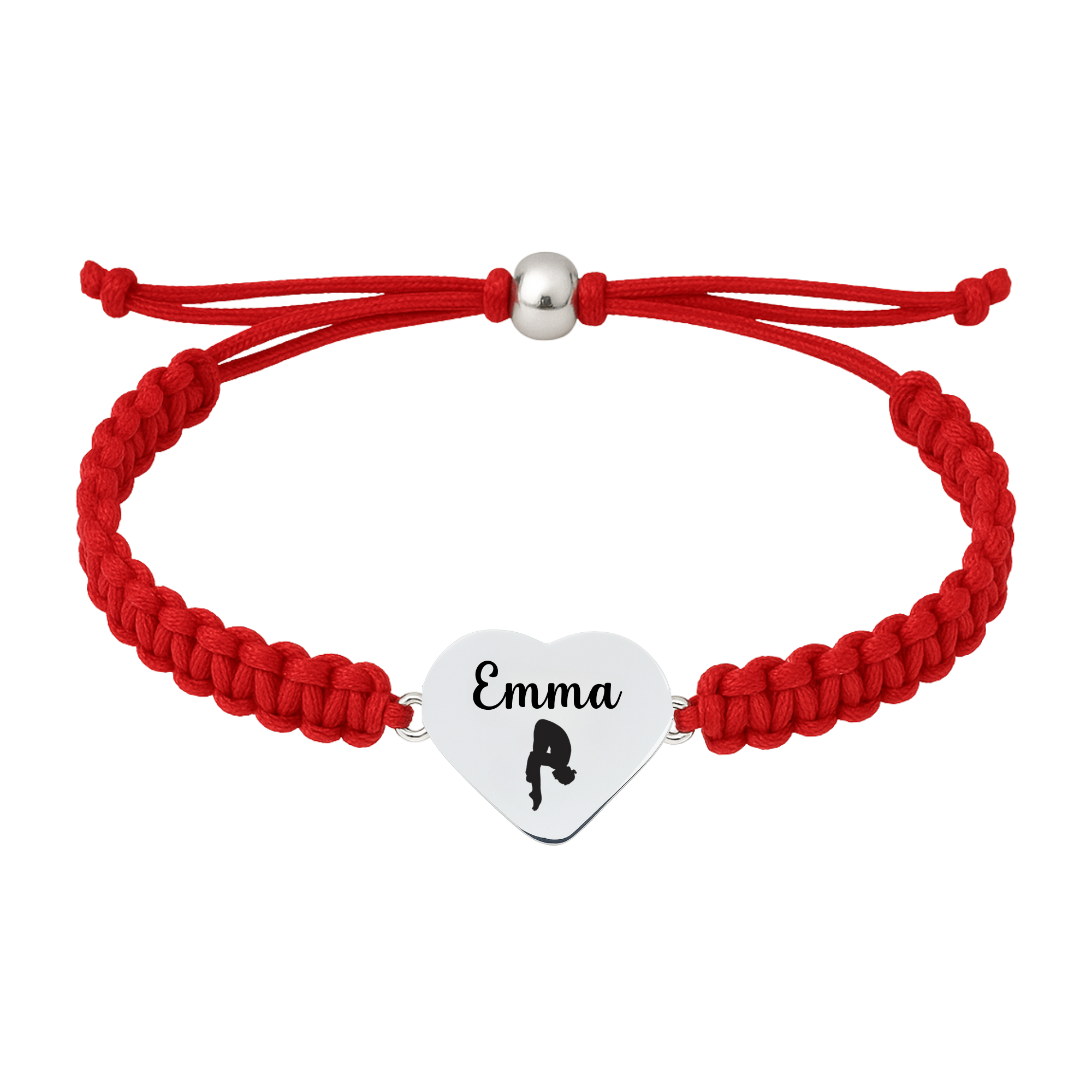 Red swim bracelet with heart-shaped swimmer charm
