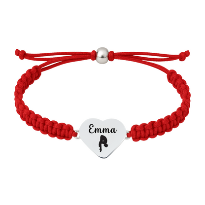 Red swim bracelet with heart-shaped swimmer charm