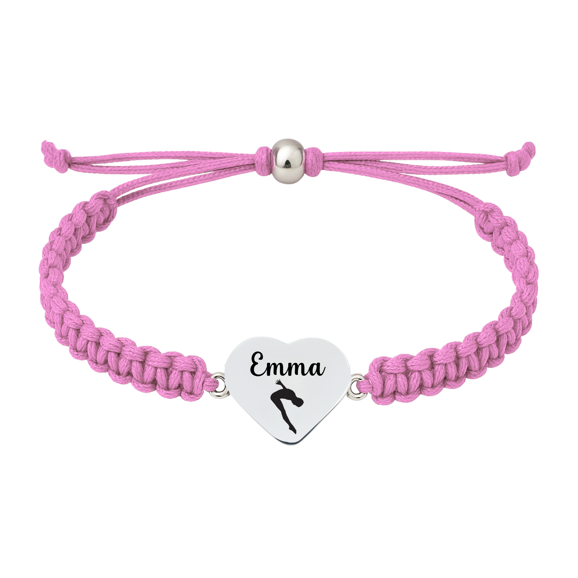 Light pink braided rope bracelet with swim charm