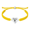 Yellow braided rope bracelet with personalized engraved heart charm for swimmers