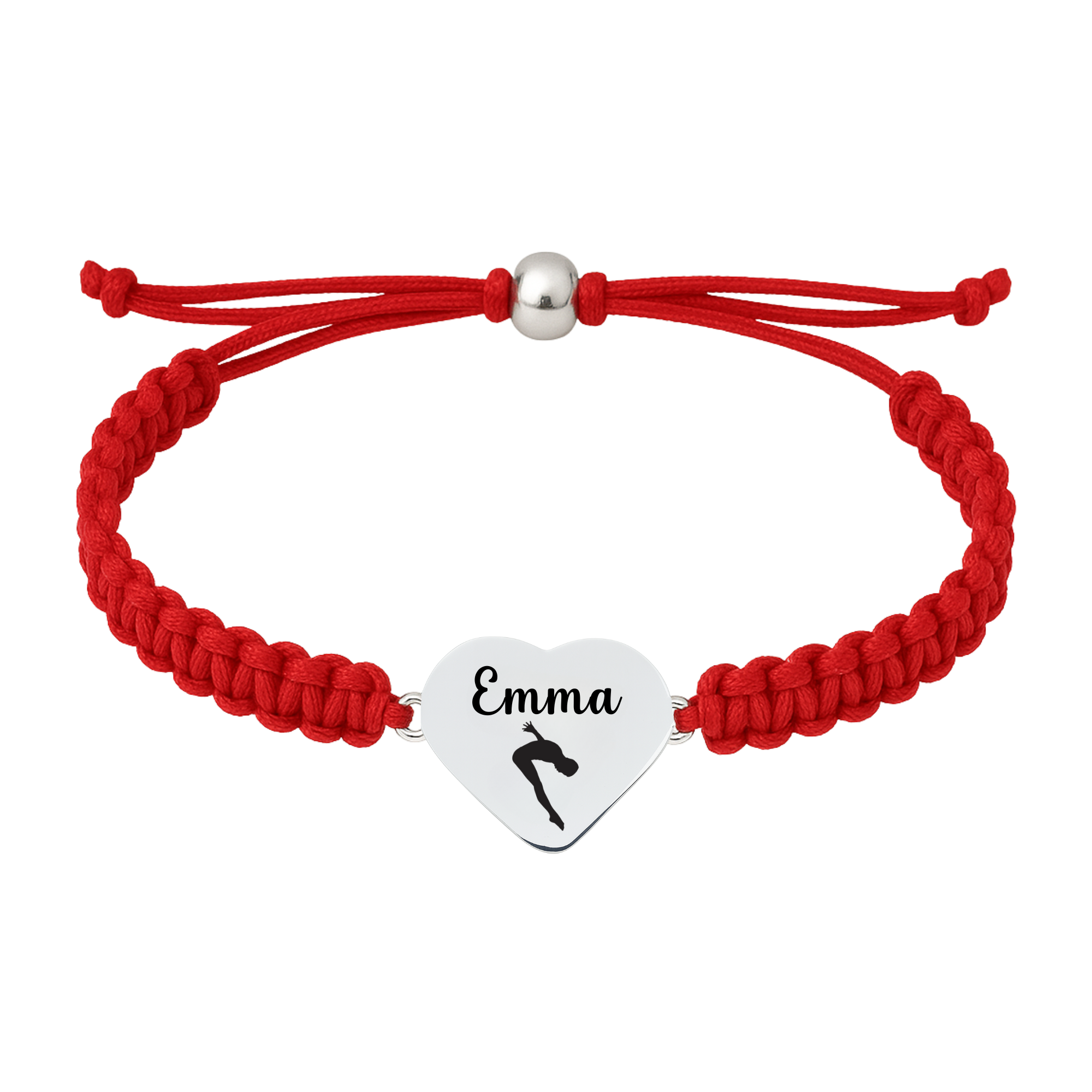 red rope bracelet with personalized swimmer charm