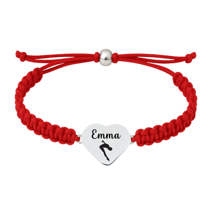 red rope bracelet with personalized swimmer charm