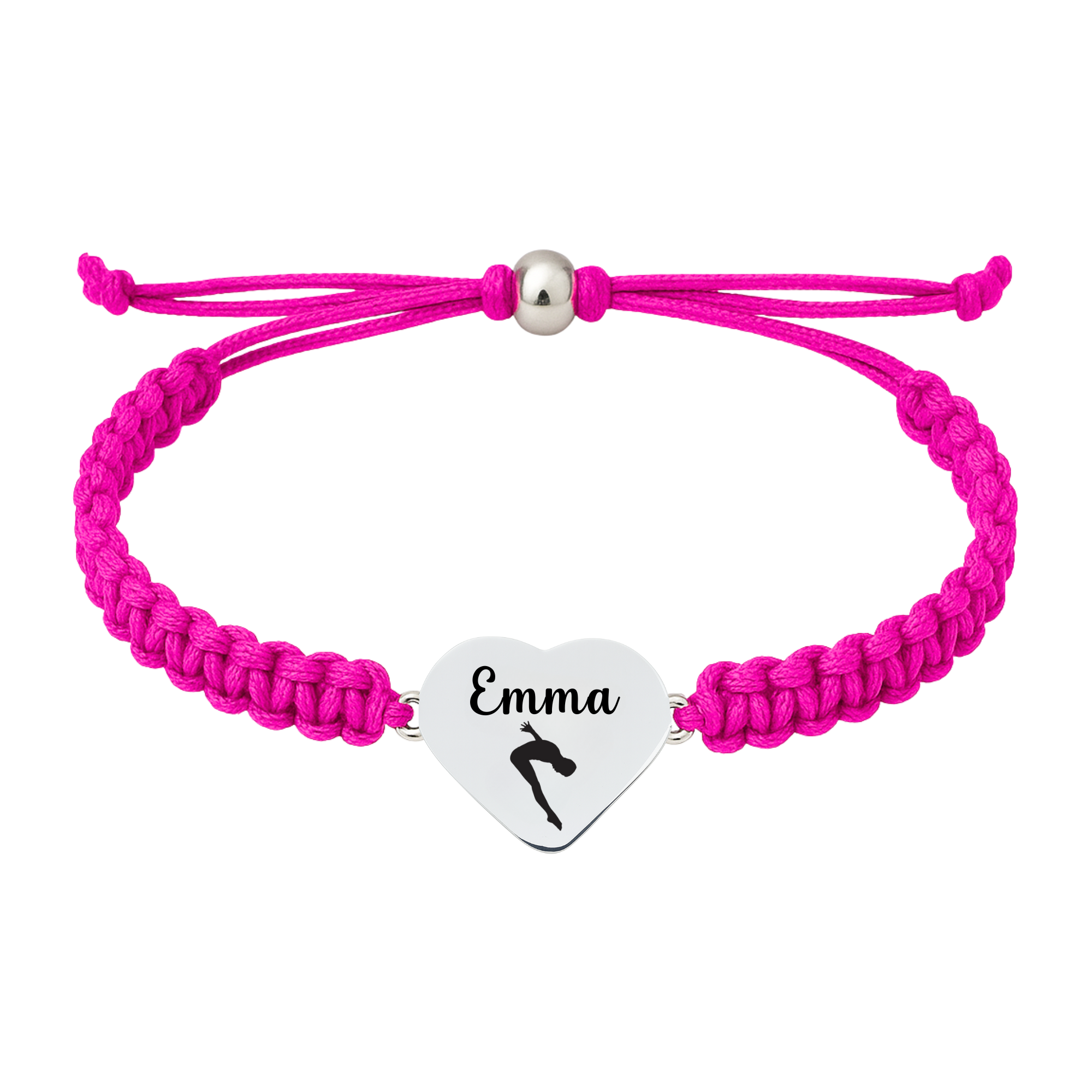 colorful pink braided rope bracelet with swim charm