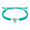 teal braided rope bracelet with personalized engraved heart charm for Swimming