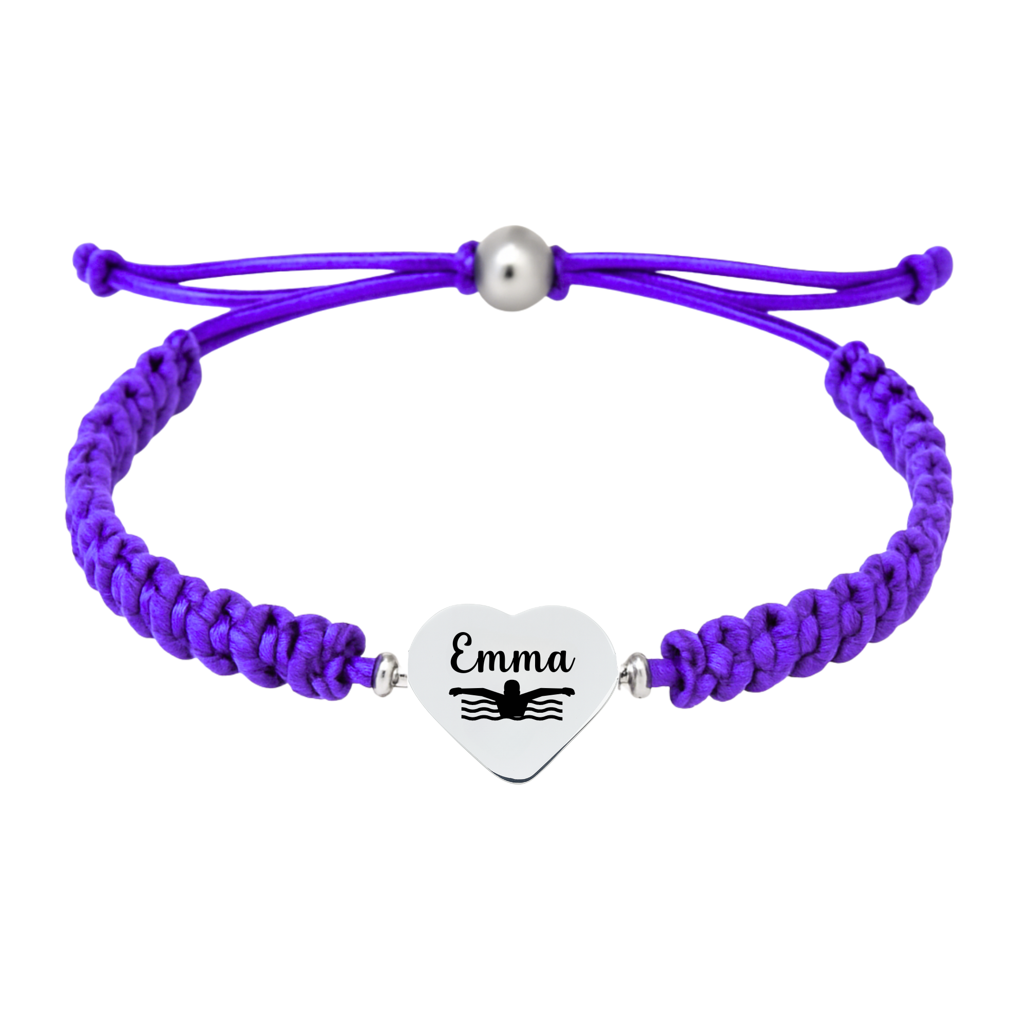 Personalized Engraved Swim Heart Rope Bracelet