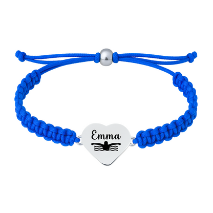 blue rope swim bracelets with heart charms