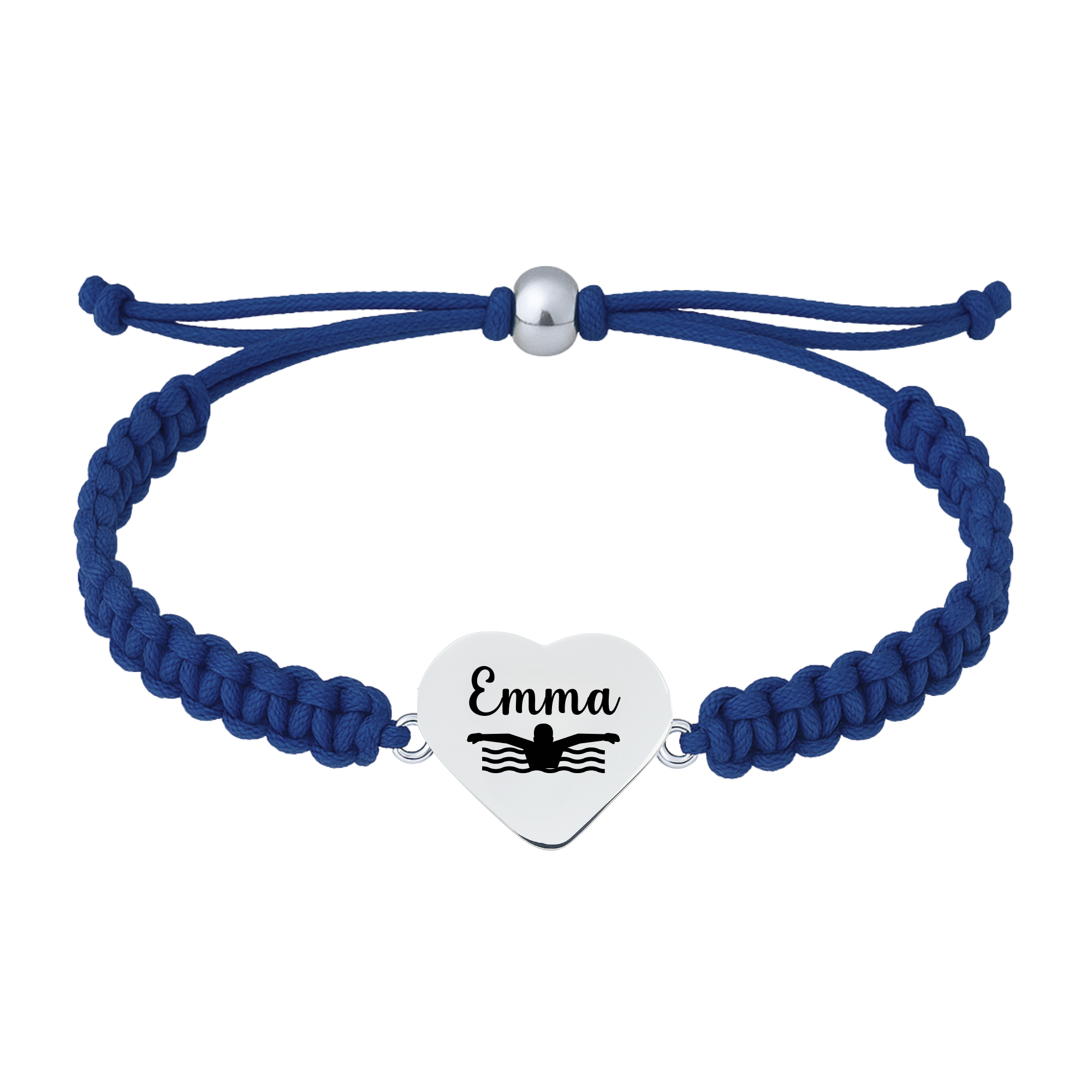 Personalized Engraved Swim Heart Rope Bracelet