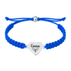 Royal blue rope bracelet with stainless steel tennis heart charm