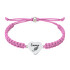 Light pink bracelet with engraved track heart charm displayed
