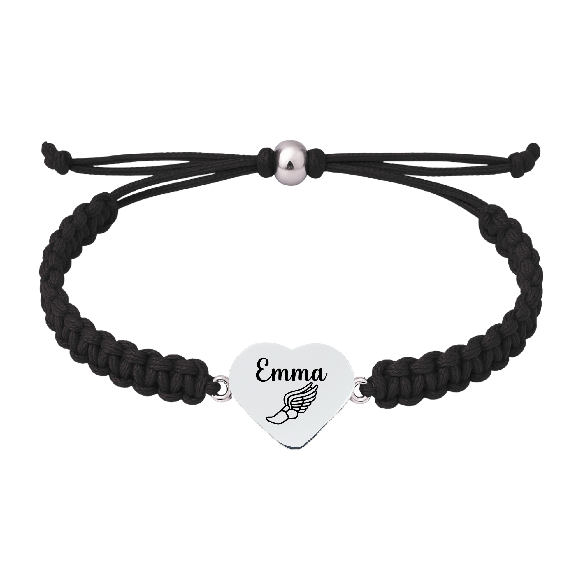 Personalized Engraved Track & Field Heart Rope Bracelet