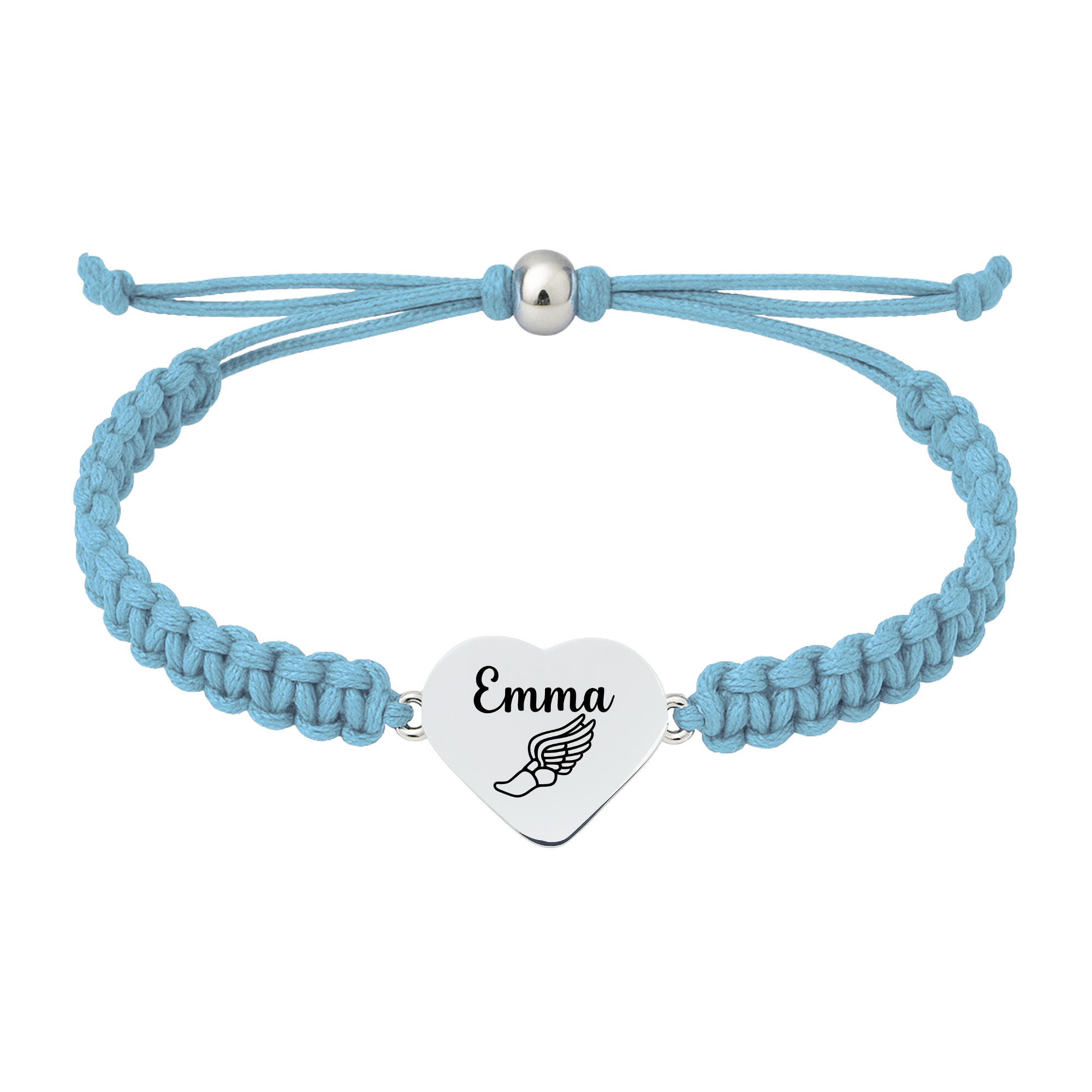 Personalized Engraved Track & Field Heart Rope Bracelet