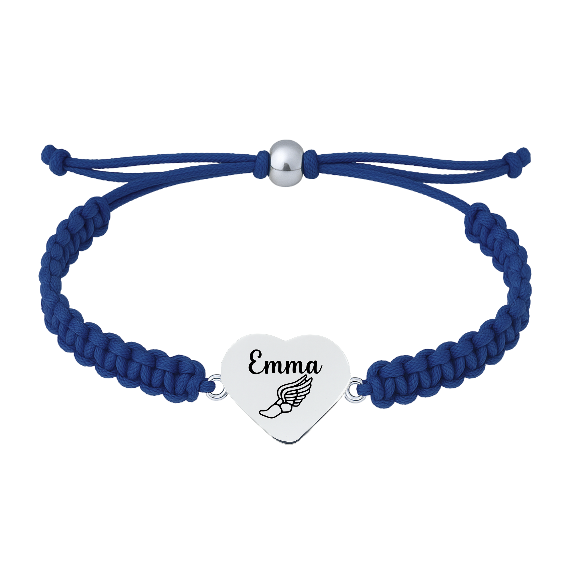 Personalized Engraved Track & Field Heart Rope Bracelet
