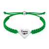 Green bracelet with braided cord and trumpet heart charmv