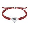Maroon bracelet with adjustable rope and engraved heart trumpet charm