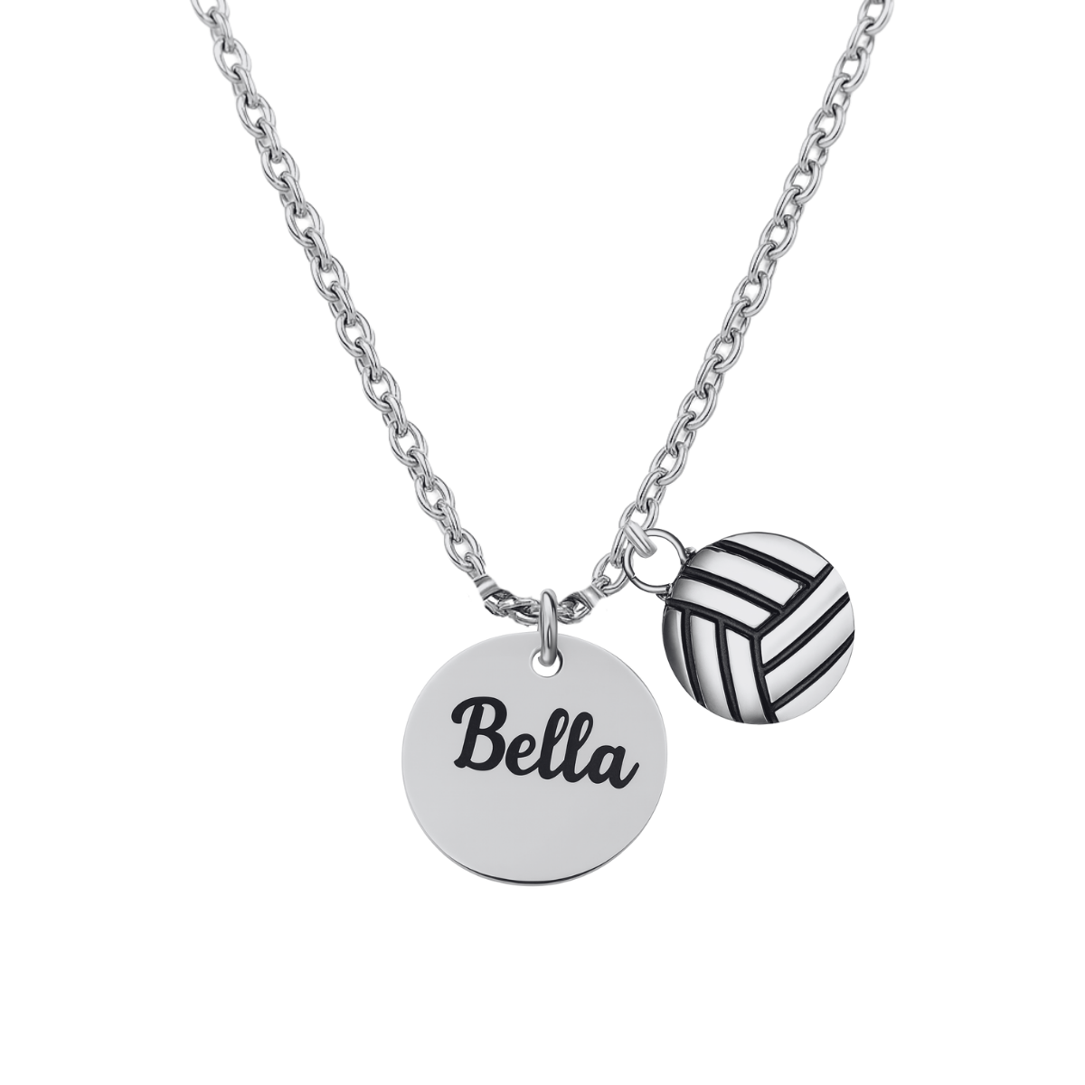Engraved Volleyball Charm Necklace