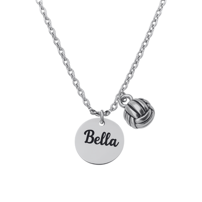 Engraved Volleyball Charm Necklace