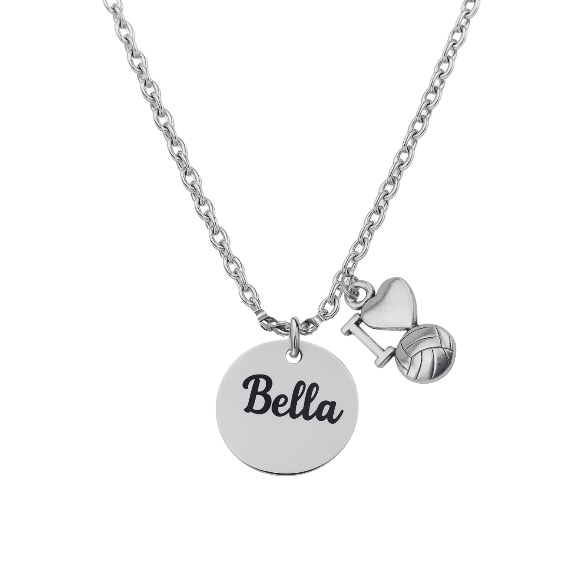 Engraved Volleyball Charm Necklace